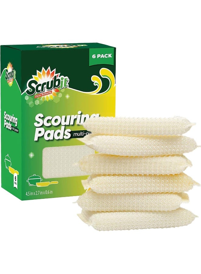 SCRUBIT Multi-Purpose Scouring Pad by Scrub-It - Non-Scratch Cleaning Dobie Pads for Pots, Pans, Dishes, Utensils & Non-Stick Cookware - Sponge Scrubbers Use for Kitchen, Bathroom & More - 6 Pack - Image 1